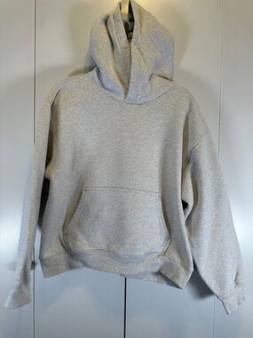 Aritzia Sweatfleece Perfect Fit Hoodie in Heather Cloud White Size XL